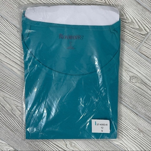 Roaman’s Teal Lattice Cold Shoulder Log Sleeve Tee - Picture 5 of 5